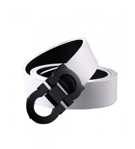 Smooth Leather Buckle 110 115cm White Black