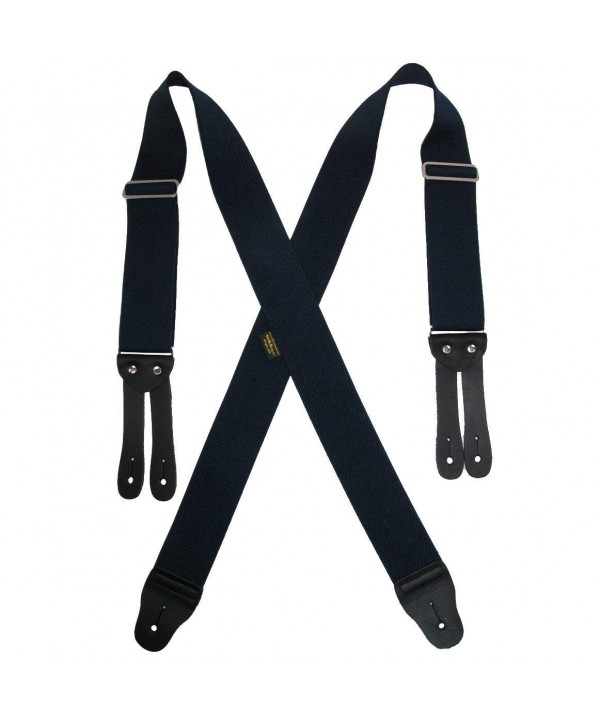 Men's Big & Tall Elastic Button End Work Suspenders - Black - CJ111755CS9